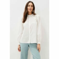 Phase Eight White Noa Broderie Anglaise Blouse