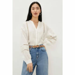 Phase Eight White Ada Lace Insert Blouse