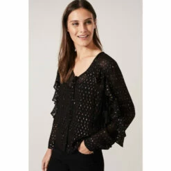 Phase Eight Black Daniela Shimmer Blouse