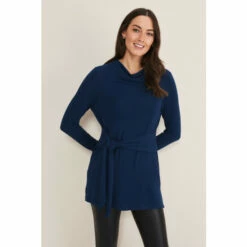 Phase Eight Blue Maya Tie Front Longline Top