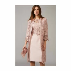 Phase Eight Pink Mariposa Lace Coat