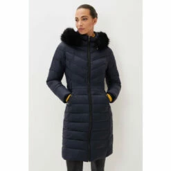 Phase Eight Blue Synthia High Shine Puffer Coat