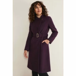 Phase Eight Purple Susie Collarless Wrap Coat