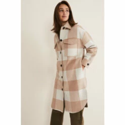Phase Eight Pink Carla Check Shacket Coat