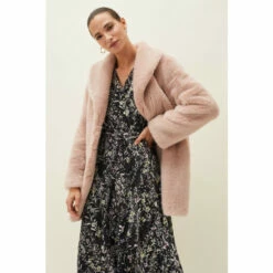 Phase Eight Pink Meg Faux-Fur Coat