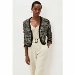 Phase Eight Samie Black Ikat Knitted Jacket