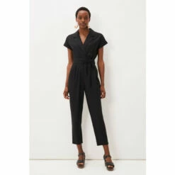 Phase Eight Spencer Black Linen Tie Wide Leg Jumpsuit