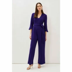 Phase Eight Blue Eydie Fluted Sleeve Jumpsuit