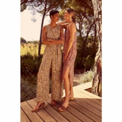 Phase Eight Brown Almond Print Tiered Jumpsuit