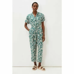 Phase Eight Green Lissa Palm Print Tapered Leg Jumpsuit