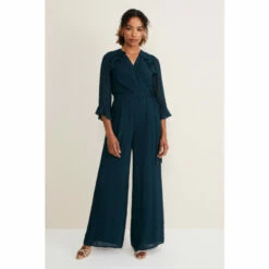 Phase Eight Blue Hattie Wrap Wide Leg Jumpsuit