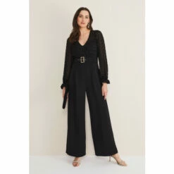 Phase Eight Reina Black Layered Top Lace Jumpsuit