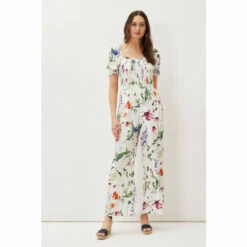 Phase Eight Zaylah White Shirred Waist Jumpsuit