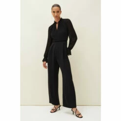 Phase Eight Black Una Velvet Trim Jumpsuit