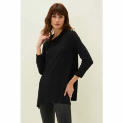 Phase Eight Black Chrissie Cowl Neck Swing Top
