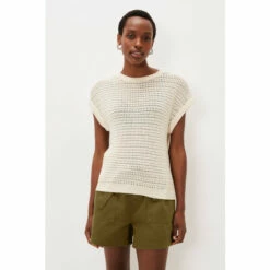 Phase Eight Laila Cream Short Tape Knit T-Shirt