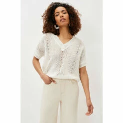 Phase Eight Cream Avas Crochet Knit Top