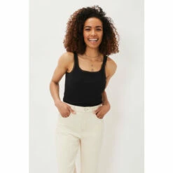 Phase Eight Kimberley Square Neck Lace Trim Vest Black Top