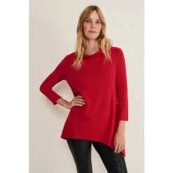 Phase Eight Red Chrissie Cowl Swing Top