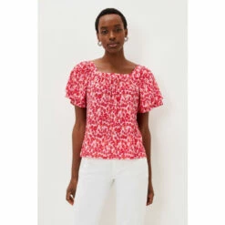 Phase Eight Red Multi Saffy Ditsy Print Square Neck Top