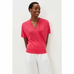 Phase Eight Pink Josie Linen Knit Top