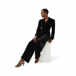 Phase Eight Black Florentine Velvet Co-Ord Trousers