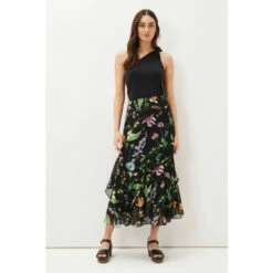 Phase Eight Kayley Black Floral Printed Maxi Skirt