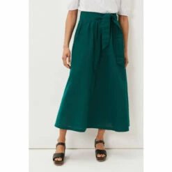 Phase Eight Green Amorette Belted Linen Maxi Skirt
