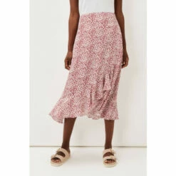 Phase Eight Lara Brown Print Frill Hem Skirt