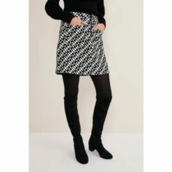 Phase Eight Bregitta Geo Black Mini Jacquard Skirt