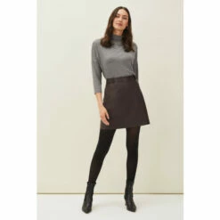 Phase Eight Purple Nadine Faux Leather A-Line Skirt