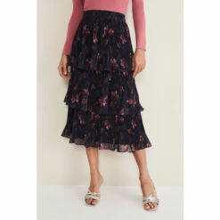 Phase Eight Blue Selena Tiered Printed Skirt