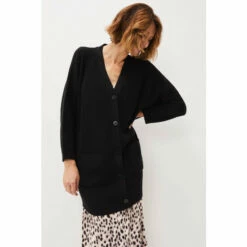 Phase Eight Black Annabella Ribbed Cocoon Cardigan