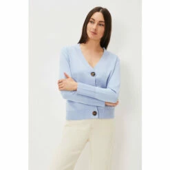 Phase Eight Blue Fine Knit V-Neck Cardigan