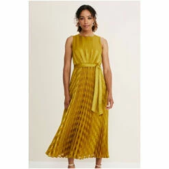 Phase Eight Yellow Beverley Jacquard Striped Midaxi Dress