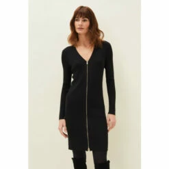 Phase Eight Black Milla Multiway Zip Ribbed Tunic Dress