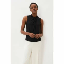 Phase Eight Black Reign Twist Neck Jersey Top