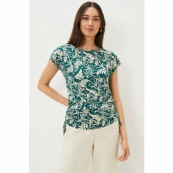 Phase Eight Green Lissa Leaf Print Top