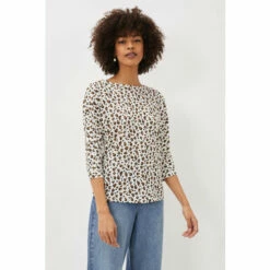 Phase Eight White Florentine Leopard Print Top