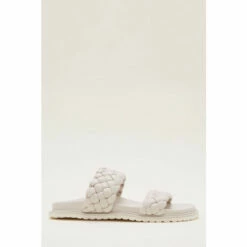 Phase Eight Cream Plaited Leather Sliders