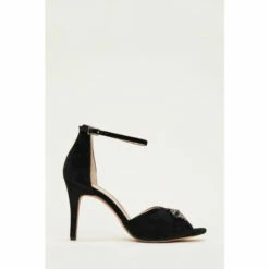 Phase Eight Black Jewel Front Velvet Sandals
