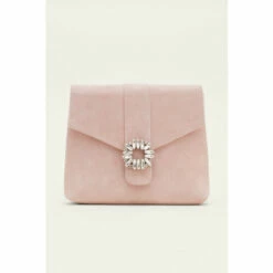 Phase Eight Pink Embellished Suede Envelope Clutch Bag