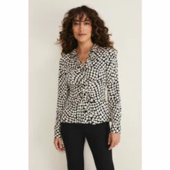 Phase Eight Kesia Ruched Front Heart Print Black Shirt