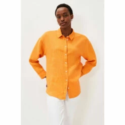 Phase Eight Orange Lou Linen Longline Shirt