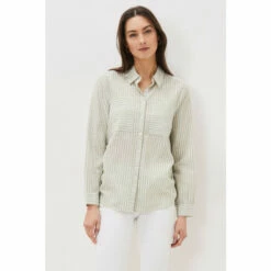Phase Eight Green Oliva Ruched Side Stripe Shirt