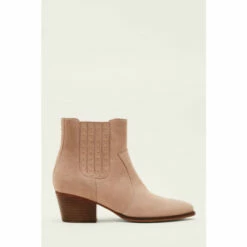 Phase Eight Natural Cowboy Suede Ankle Boots