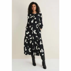 Phase Eight Ava Geo Print Black Midaxi Dress