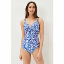 Phase Eight Blue Alina Zebra Print Twist Front Swimsuit