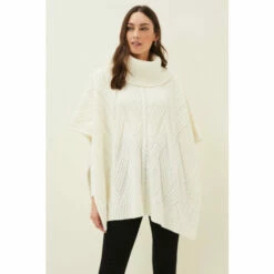 Phase Eight White Melly Cable Knit Cape