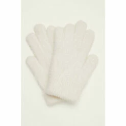 Phase Eight Fiona White Fluffy Gloves